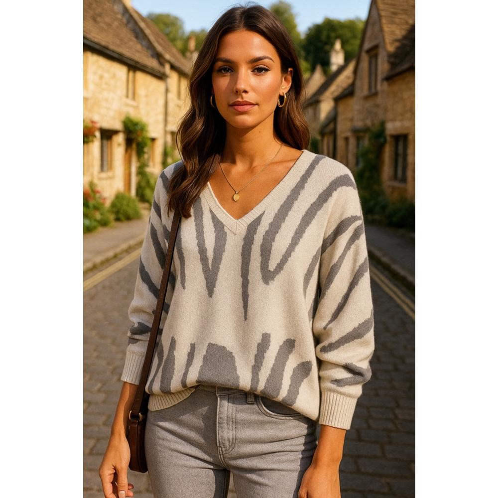 Oversized Batwing Sweater Zebra Modern Cozy Street Luxe Scans I Winter Buttery